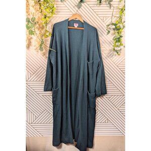 N. Peal Womens 100% PURE CASHMERE Green Cardigan Long Soft Quiet Luxury Capsule